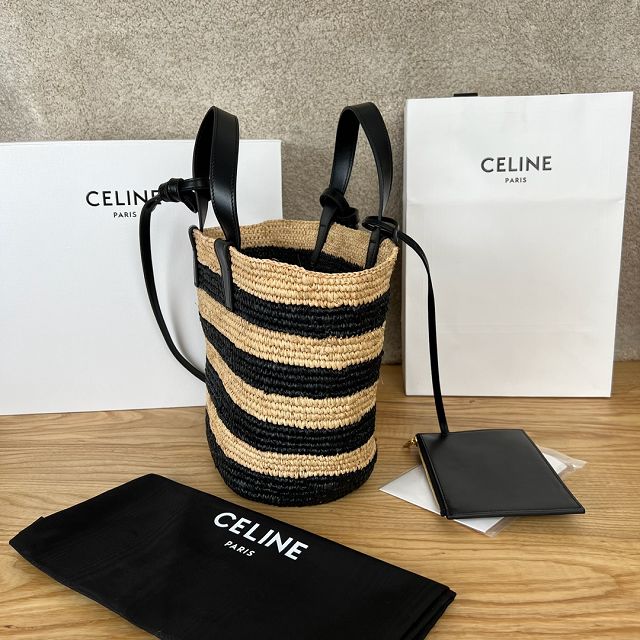 Celine original raffia supple tote handbag 115802 black