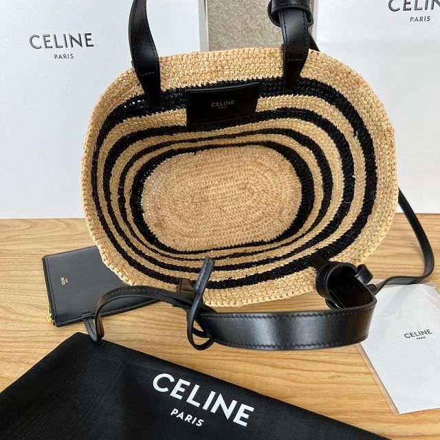 Celine original raffia supple tote handbag 115802 black