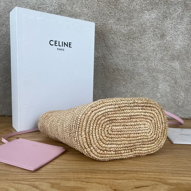 Celine original raffia supple tote handbag 115802 pink