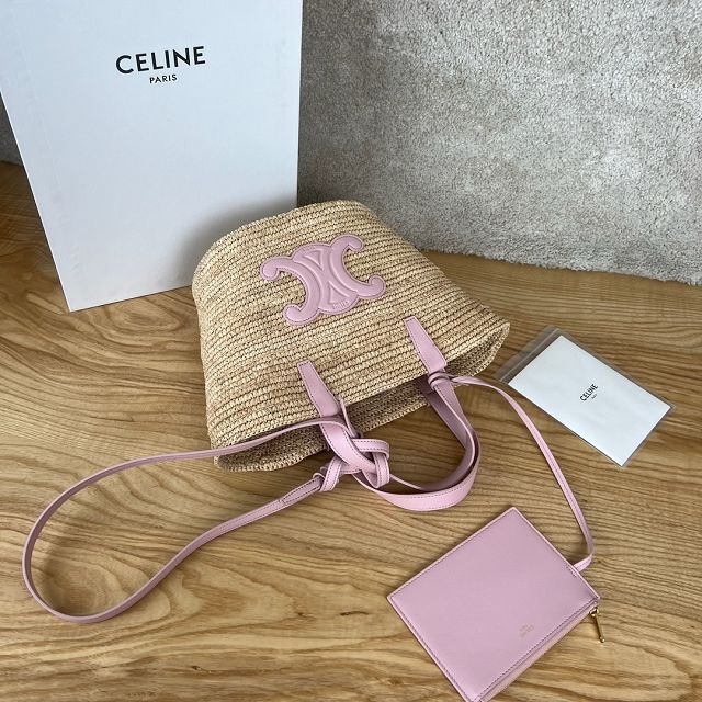 Celine original raffia supple tote handbag 115802 pink