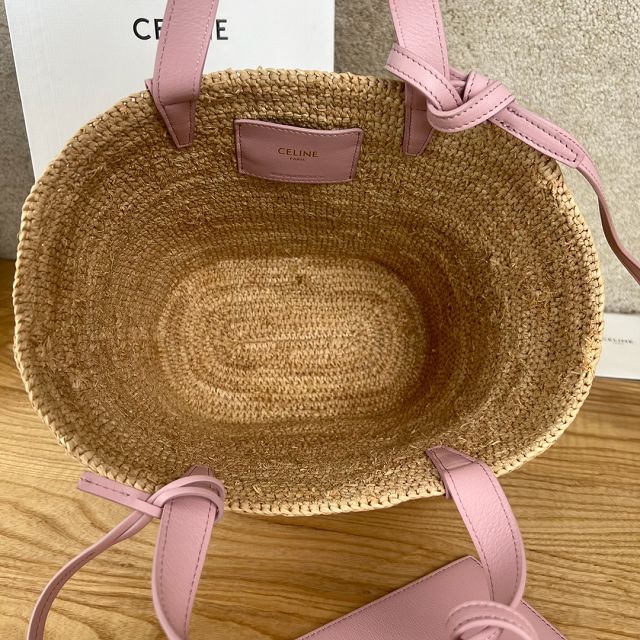 Celine original raffia supple tote handbag 115802 pink