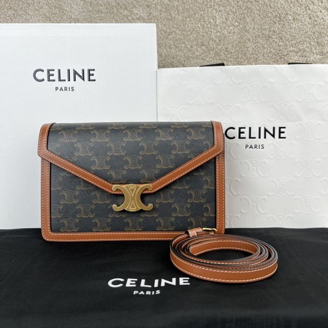 Celine original triomphe canvas enveloppe 113322 tan