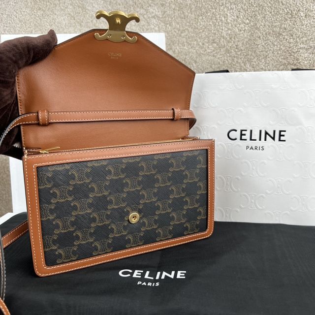 Celine original triomphe canvas enveloppe 113322 tan