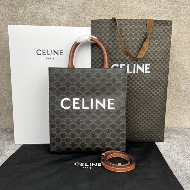 Celine original triomphe canvas medium cabas 191542 tan