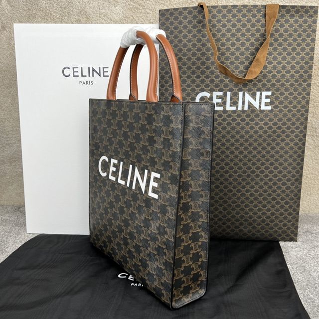 Celine original triomphe canvas medium cabas 191542 tan