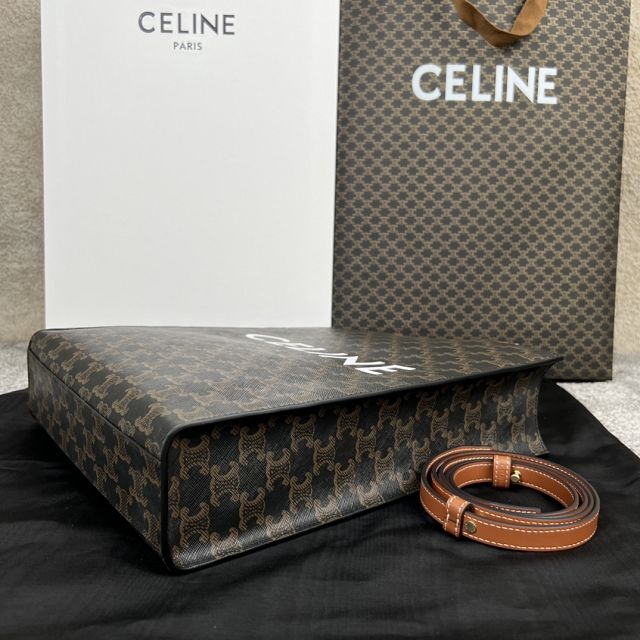 Celine original triomphe canvas medium cabas 191542 tan