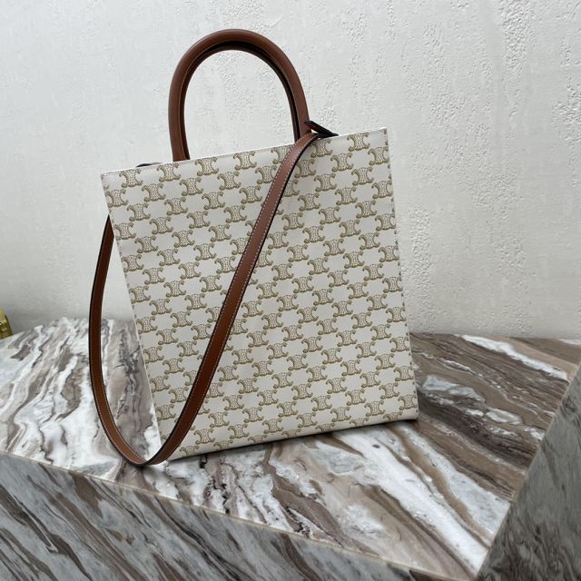 Celine original triomphe canvas medium cabas 191542 white