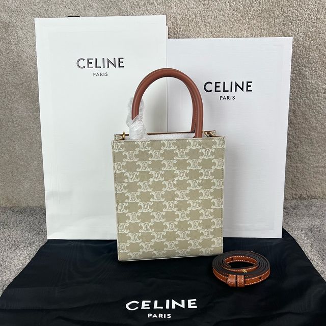 Celine original triomphe canvas mini cabas 194372 beige