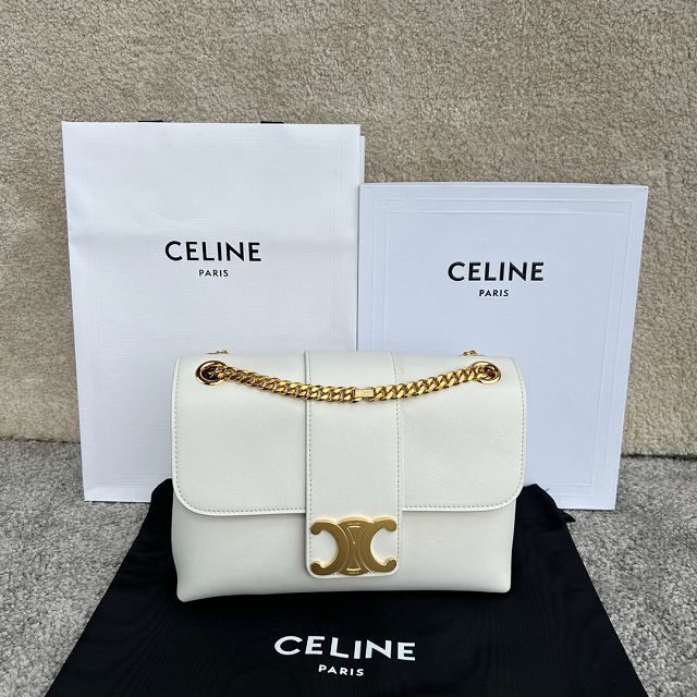 Celine original calfskin medium victoire bag 115853 white