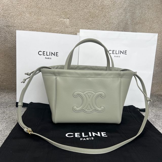 Celine original calfskin small cabas drawstring 111013 light green