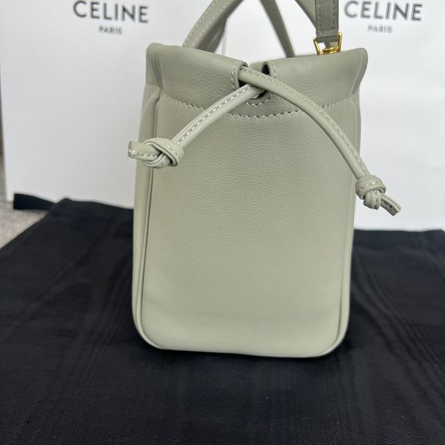 Celine original calfskin small cabas drawstring 111013 light green