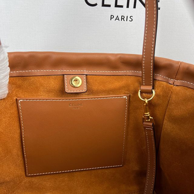 Celine original calfskin small cabas drawstring 111013 tan