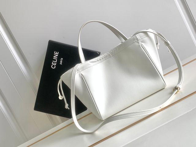 Celine original calfskin small cabas drawstring 111013 white