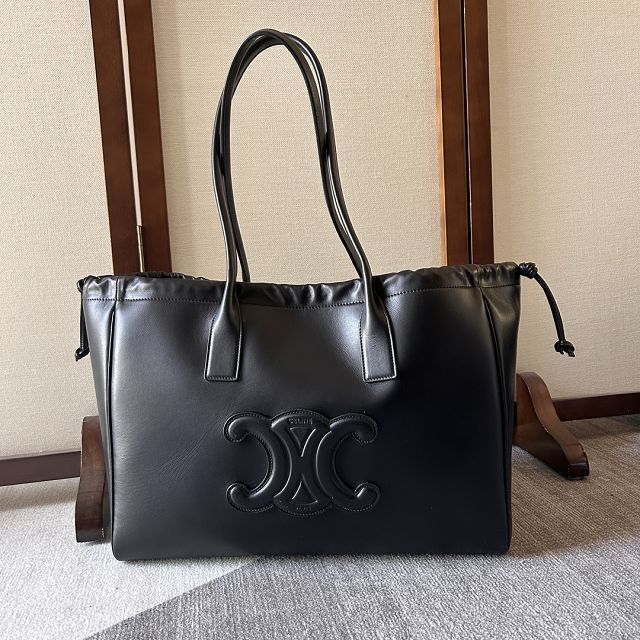 Celine original calfskin large cabas drawstring 199973 black