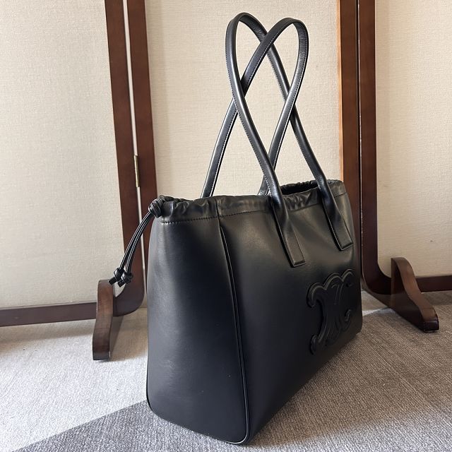 Celine original calfskin large cabas drawstring 199973 black