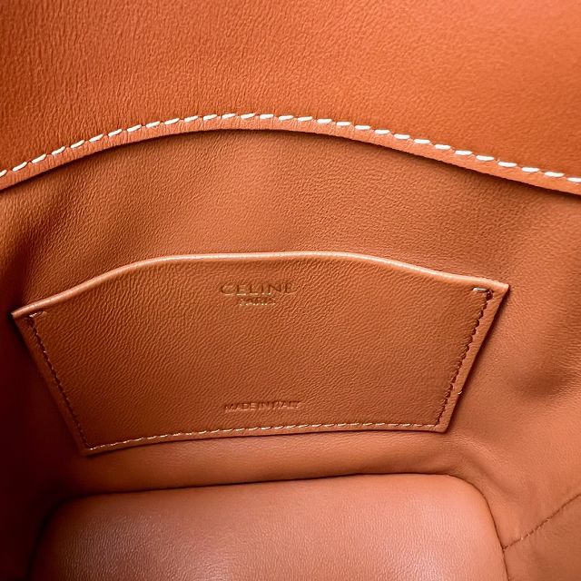 Celine original calfskin triomphe mini bucket bag 10K943 tan