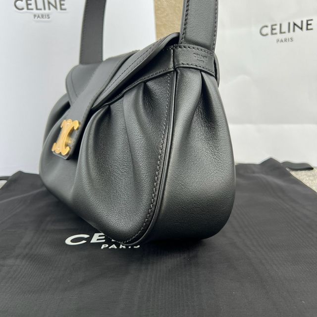 Celine original calfskin triomphe polly bag 115633 black