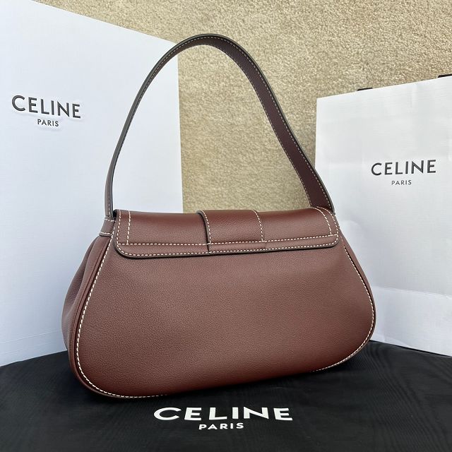 Celine original calfskin triomphe polly bag 115633 dark brown