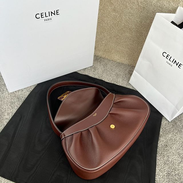 Celine original calfskin triomphe polly bag 115633 dark brown