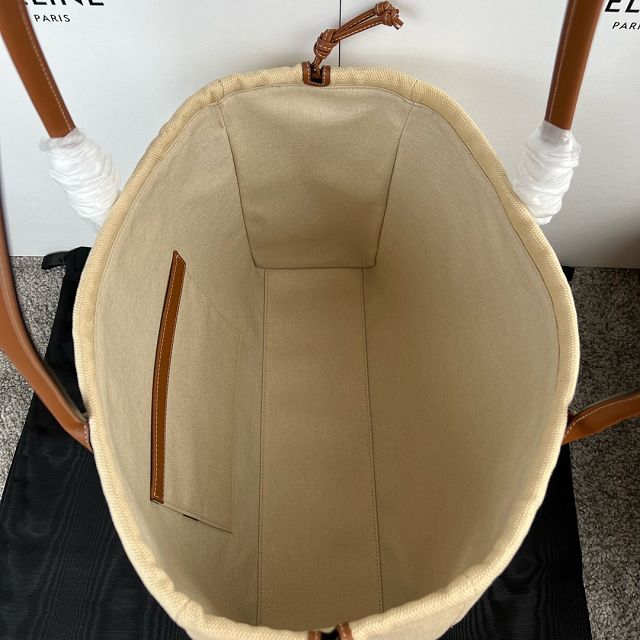 Celine original canvas large cabas drawstring 199973 natural