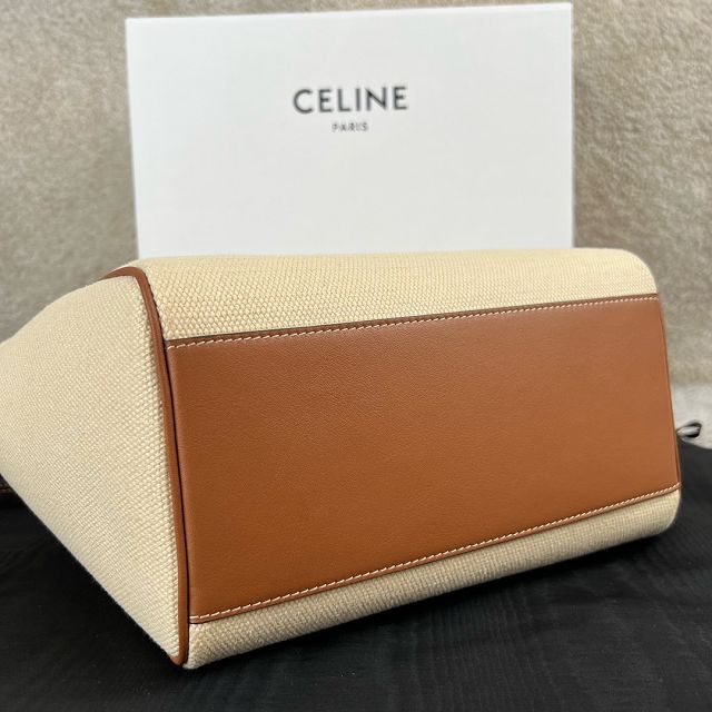 Celine original canvas small cabas drawstring 111013 natural