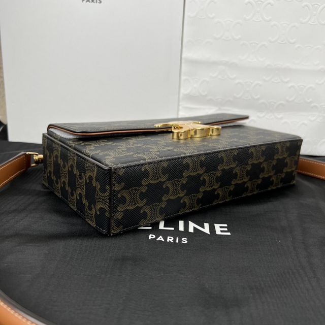 Celine original triomphe canvas box bag 199992 tan