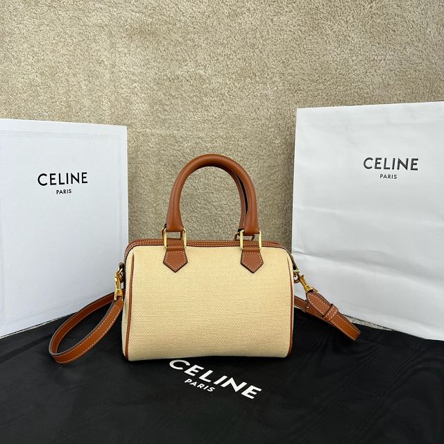 Celine original triomphe canvas small boston bag 113773 natural