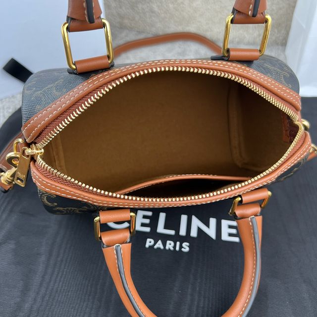 Celine original triomphe canvas small boston bag 113773 tan