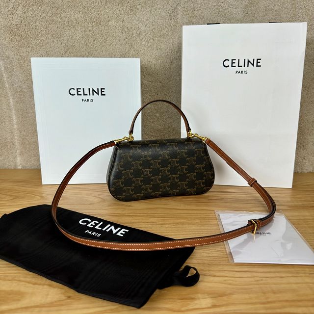 Celine original triomphe canvas small lola bag 119533 tan