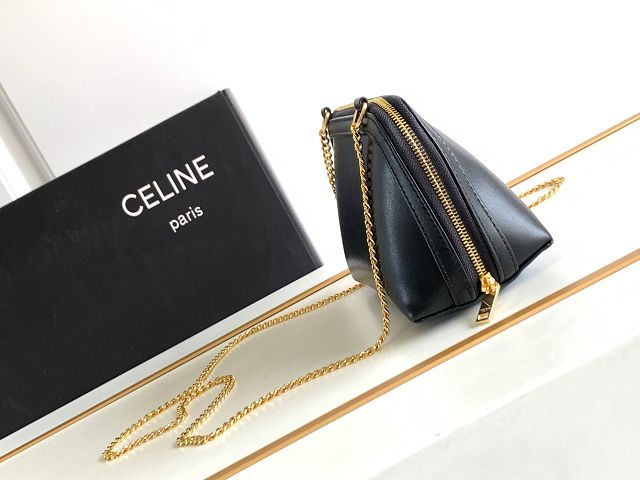 Celine original calfskin clutch with chain 10E382 black