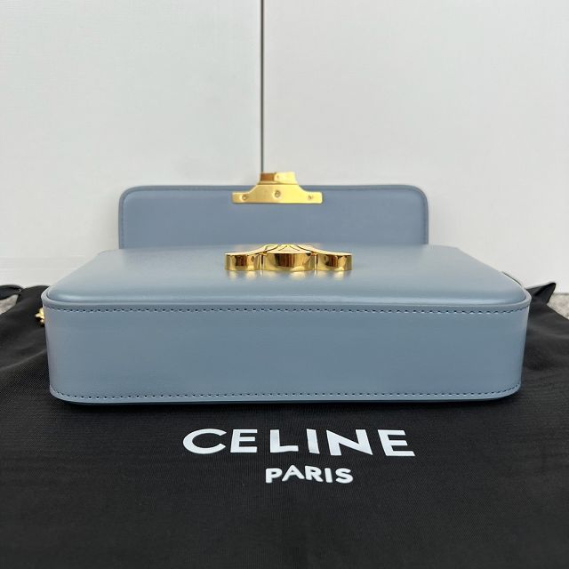 Celine original calfskin triomphe chain shoulder bag 197993 blue