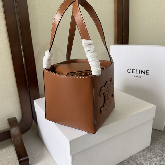 Celine original calfskin triomphe cube bag 199202 tan