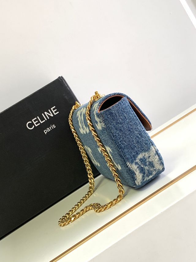 Celine original denim chain shoulder bag 197993 blue