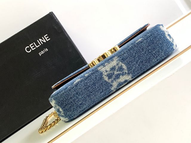 Celine original denim chain shoulder bag 197993 blue