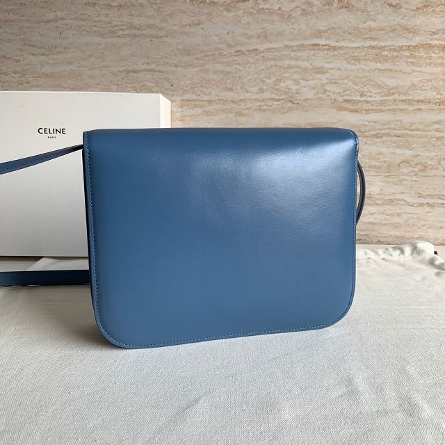 Celine original liege calfskin large classic box bag 11045 blue