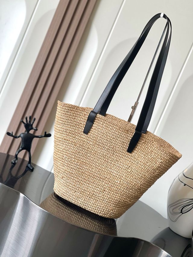 Celine original raffia supple shoulder bag 114342 apricot