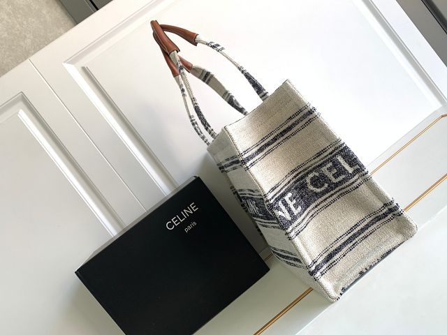 Celine original textile large cabas thais 196762 white&grey