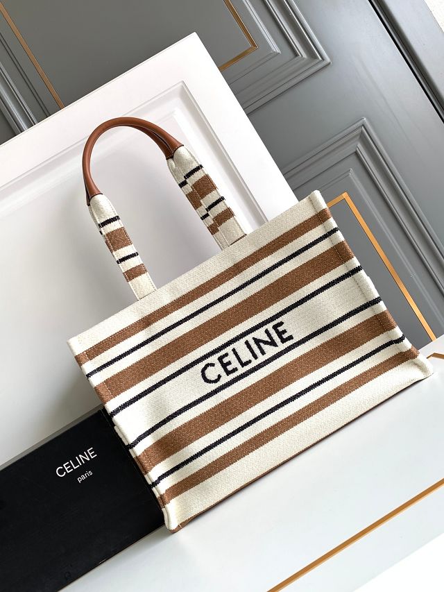 Celine original textile large cabas thais 196762 white&tan