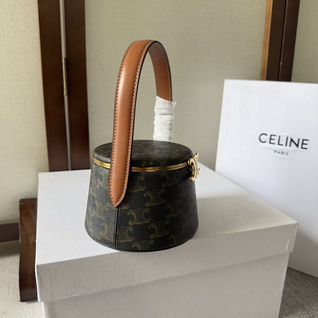 Celine original triomphe canvas cosmetic case 111353 tan