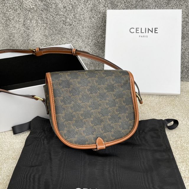 Celine original triomphe canvas medium folco bag 191502 tan