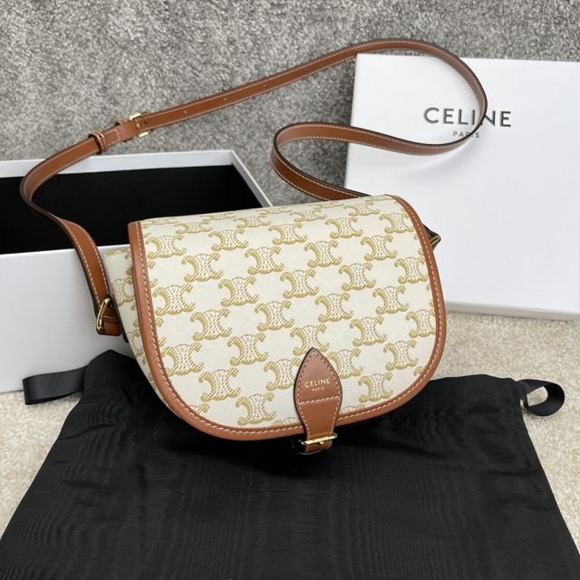 Celine original triomphe canvas medium folco bag 191502 white