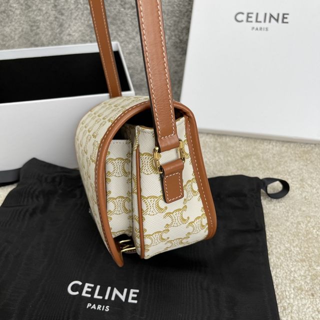 Celine original triomphe canvas medium folco bag 191502 white