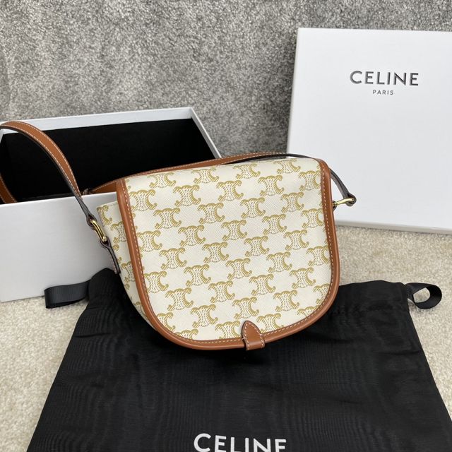 Celine original triomphe canvas medium folco bag 191502 white