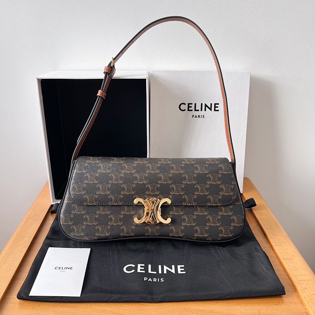 Celine original triomphe canvas medium lola bag 115533 tan