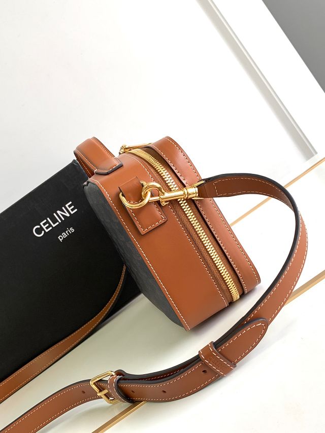 Celine original triomphe canvas messenger box bag 113872 tan