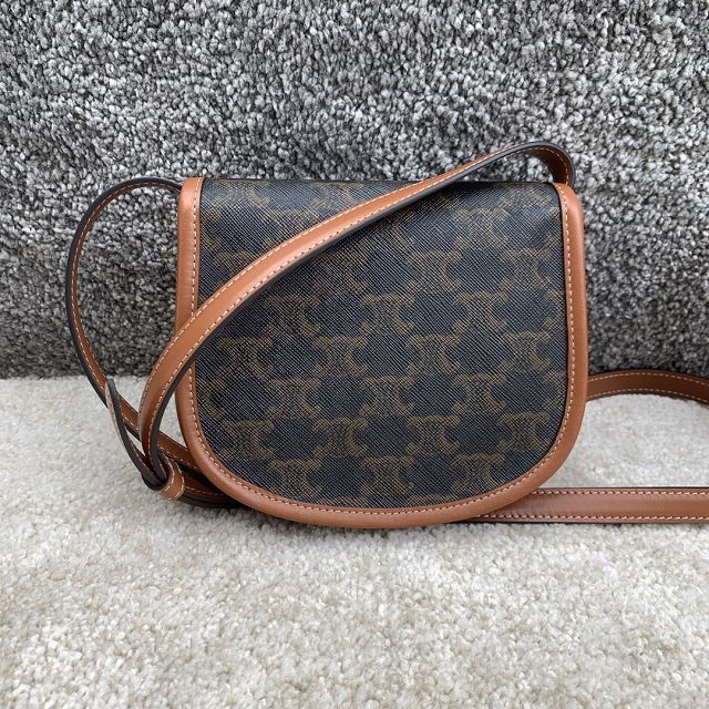 Celine original triomphe canvas mini folco bag 196702 tan