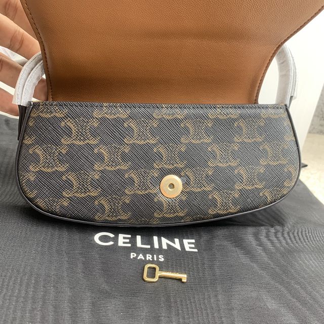 Celine original triomphe canvas mini tabou clutch 101592 tan