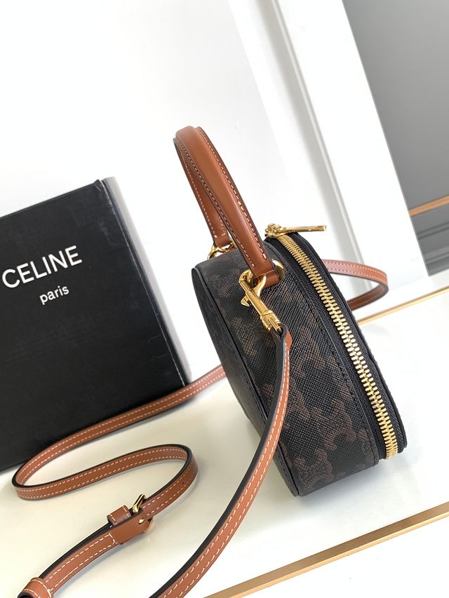 Celine original triomphe canvas moon case 111353 tan