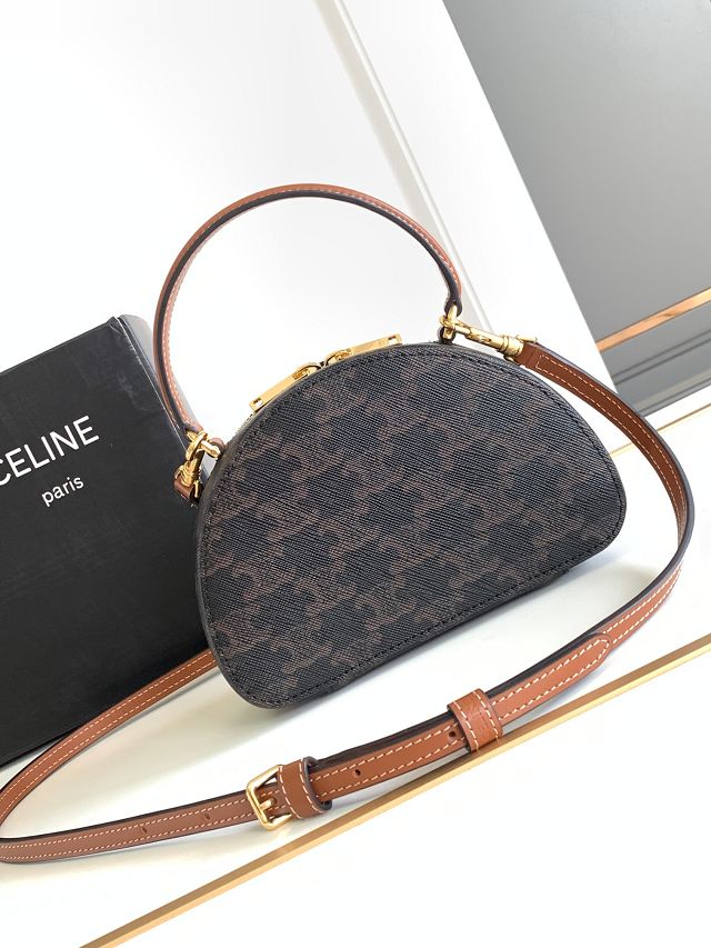 Celine original triomphe canvas moon case 111353 tan