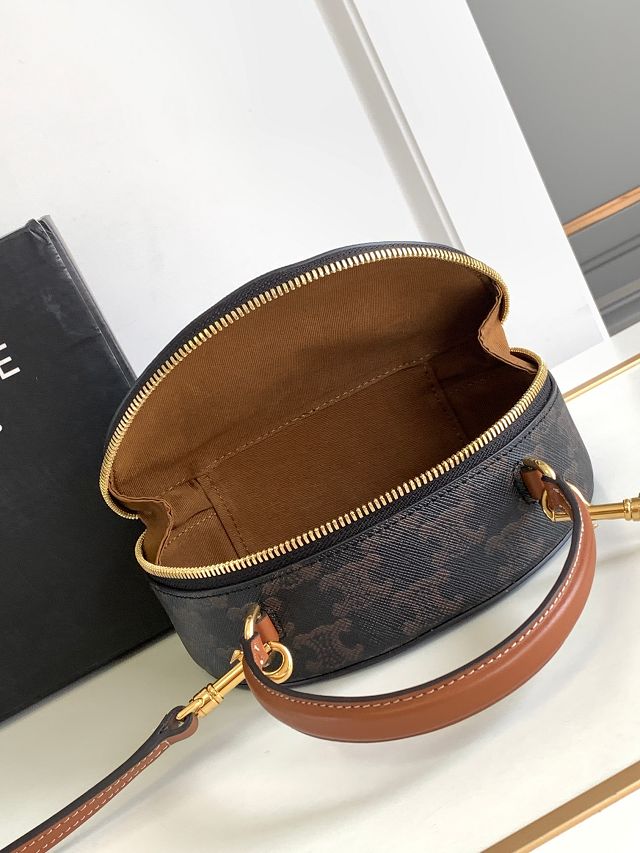 Celine original triomphe canvas moon case 111353 tan